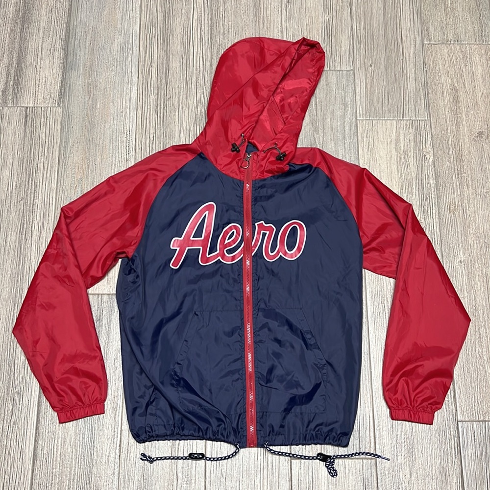 Aeropostle Women’s Windbreaker Zip Up Jacket Red/Blue Size M